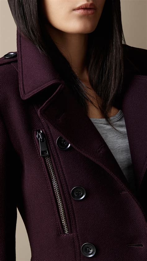 burberry red double wool twill zip detail coat|burberry cashmere cape coat.